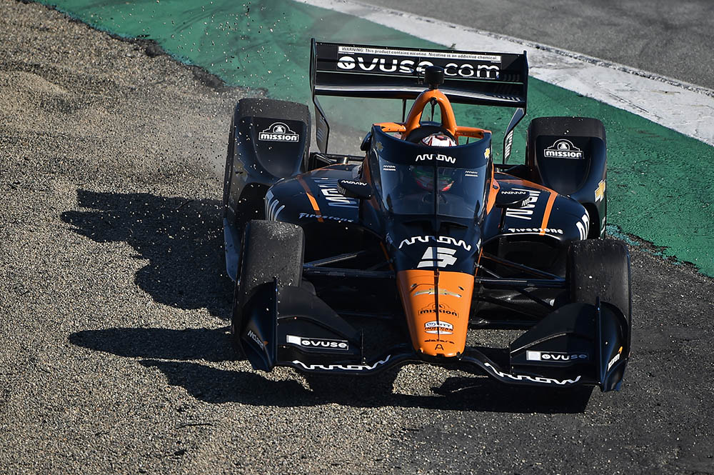 Patricio O'Ward, No. 5 Chevrolet de ARROW McLaren SP, en la quinta ronda de pruebas privadas de pretemporada de IndyCar, realizada el 1 de marzo en Laguna Seca (FOTO: Chris Owens/INDYCAR)